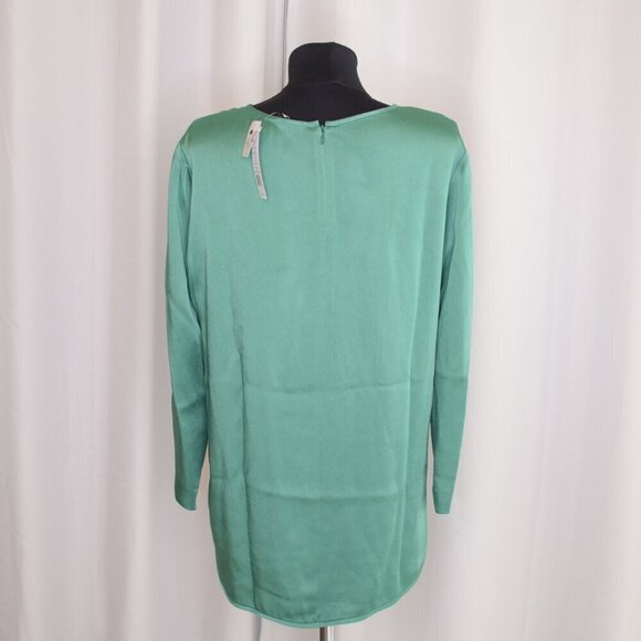 NWT Theory Green Satin 'Maudia' Blouse Sz L - Picture 3 of 8